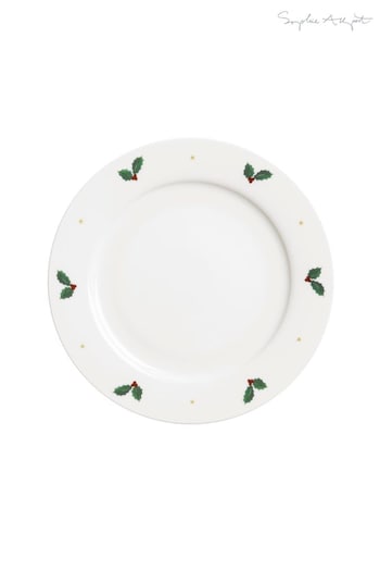 Sophie Allport White knitted Holly & Berry 21cm Side Plate (C55093) | £14.50