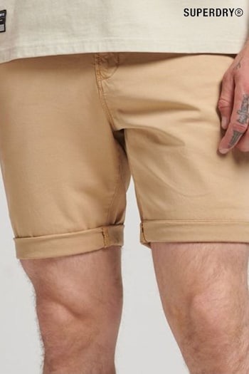 Superdry Brown Organic Cotton Studios Core Chino broderat Shorts (C55134) | £40