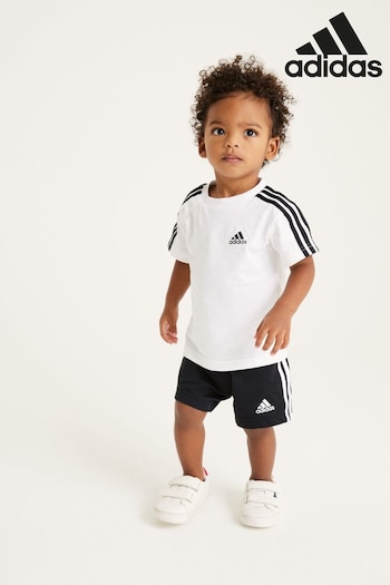 adidas White Genericwear Wmns Essentials T-Shirt and Shorts Set (C55265) | £23