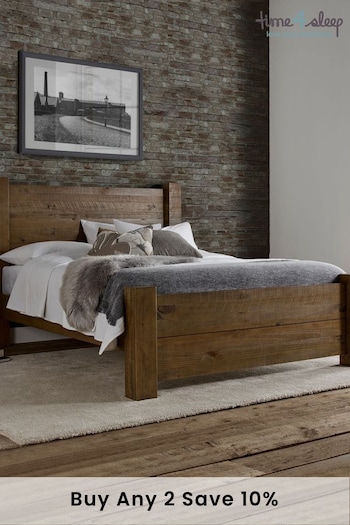 time4sleep Dark Wooden Plank Bed Frame (C55346) | £940 - £1,100