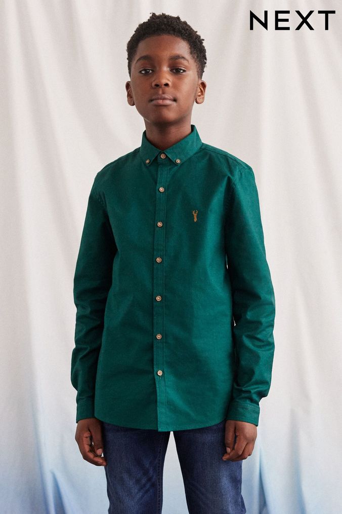 Green Long Sleeve Oxford Shirt (3-16yrs) (C55347) | £12 - £17