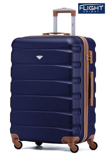 Flight Knight Navy/Tan Medium Hardcase Lightweight Check In Suitcase With 4 Wheels (C55349) | £60