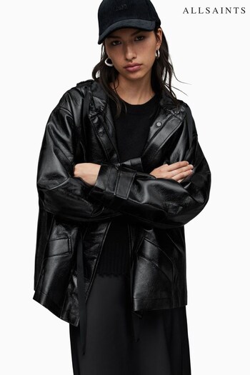 AllSaints Kelsie Shine Black Jacket (C55383) | £259