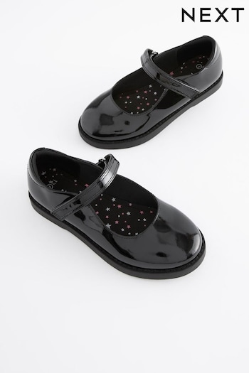 Black Patent Standard Fit (F) School Mary Jane Crepe Sole Tova Shoes (C55424) | £24 - £31