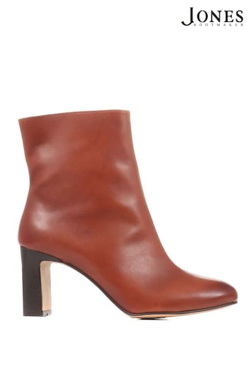 Jones Bootmaker Letty Brown Heeled Leather Ankle Boots (C55484) | £130