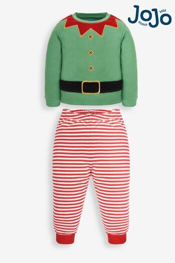 JoJo Maman Bébé Red Christmas Elf Jersey Pyjamas (C55537) | £22