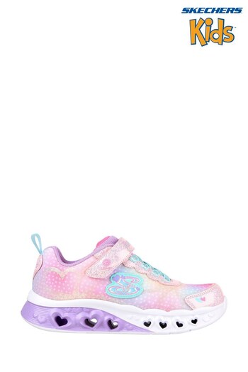 Skechers Pure Pink Flutter Love Heart Lights Simply Light Up Trainers (C55600) | £47