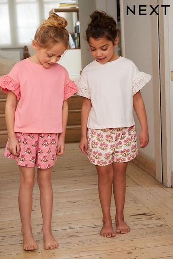 Pink/White Floral Short Pyjamas 2 Pack (3-16yrs) (C55661) | £22 - £30