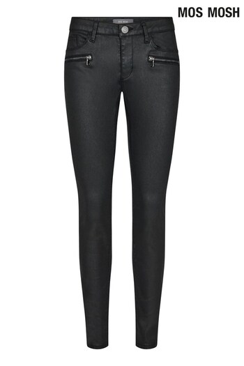 Mos Mosh Charlie Coated Slim Black Jeans With Zip Detail (C55699) | £129