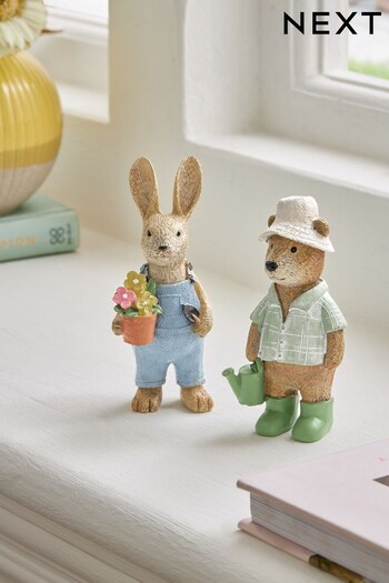 Set of 2 Gardening Bertie the Bear and Rosie the Rabbit Hobby Ornaments (C55704) | £12