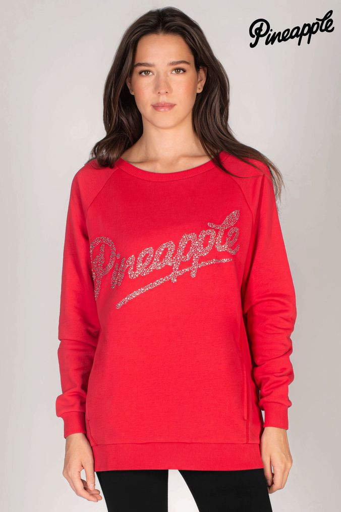 Long red sweatshirt on sale