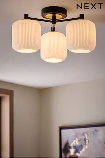 White/Black Ryker 3 Light Flush Ceiling Light Fitting - Also Suitable for Use in Bathrooms (C55926) | £90