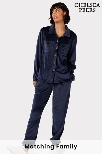 Chelsea Peers Blue Velour Pyjama Set (C55935) | £55