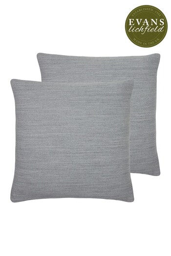 Evans Lichfield 2 Pack Steel Grey Dalton Slubbed Filled Cushions (C55981) | £21