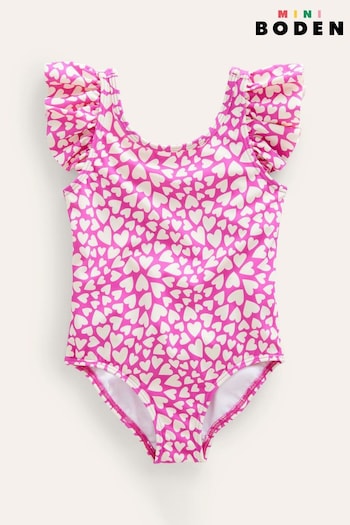Boden Pink Flutter Sleeve Swimsuit (C56109) | £23 - £27