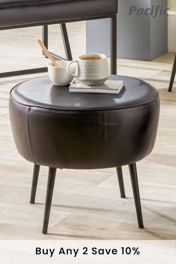 Pacific Steel Grey Donato Handcrafted Leather And Iron Stool (C56223) | £195