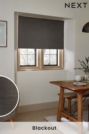 Dark Charcoal Grey Ready Made Textured Blackout Roller Blind (C56252) | £20 - £44