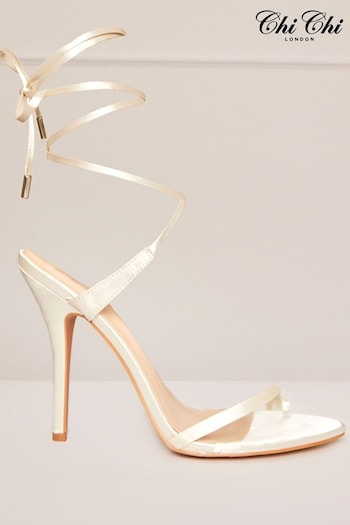 Chi Chi London Cream High Heel Lace Up Sandals Boreal (C56323) | £58