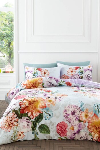 Hyperion Purple Amaranth Floral 200 Thread Count Cotton Sateen Duvet Cover and Pillowcase Set (C56557) | £35 - £70