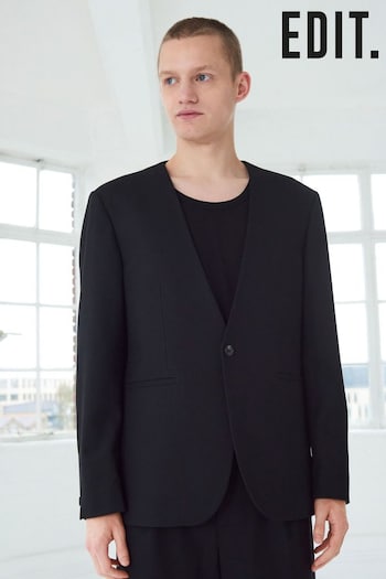 Black EDIT Oversized Lapelless Suit Jacket (C56626) | £79