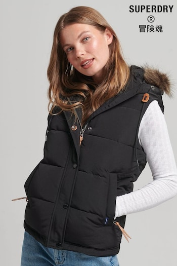 Superdry Black Vintage Everest Faux Fur Gilet (C56704) | £95