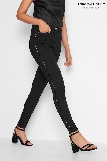 Long Tall Sally Black Studded Stretch AVA Skinny Jeans (C56962) | £45