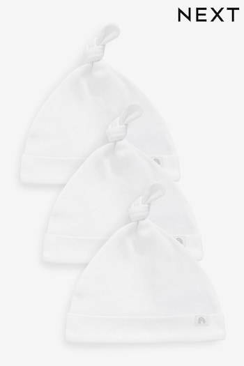White 3 Pack Baby Tie Top Hats (0-12mths) (C57120) | £4.50