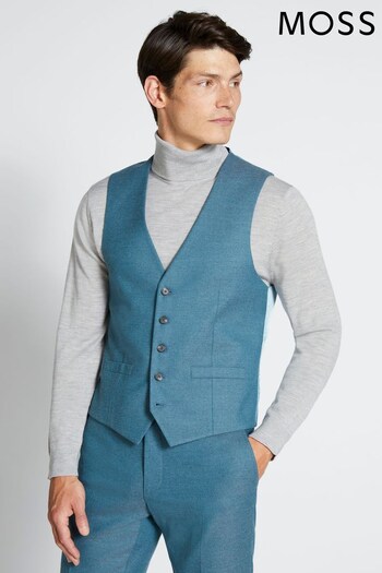 MOSS Blue Flannel Suit Waistcoat (C57334) | £80