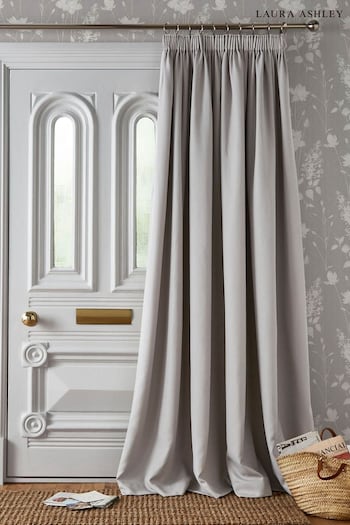 Laura Ashley Steel Grey Stephanie Thermal Lining Door  Pencil Pleat Curtain (C57526) | £75