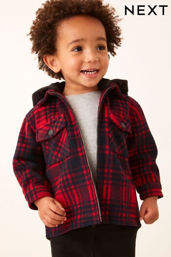 Red Check Hooded Shacket (3mths-7yrs) (C57557) | £22 - £26