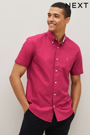 Magenta Pink Short Sleeve Oxford Shirt (C57605) | £22