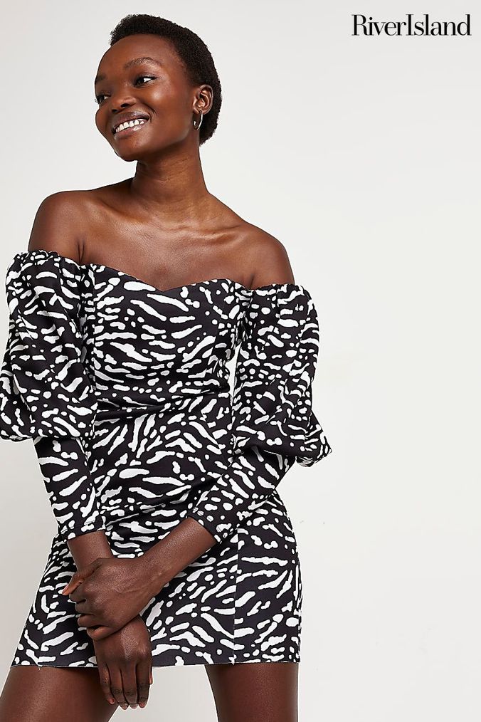 Black and white bardot on sale dress