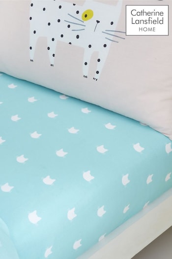 Catherine Lansfield Green Cute Cats Fitted Sheet (C57722) | £10 - £18