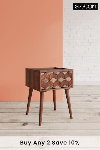 Swoon Dark Brown Terning Bedside Table (C57793) | £199
