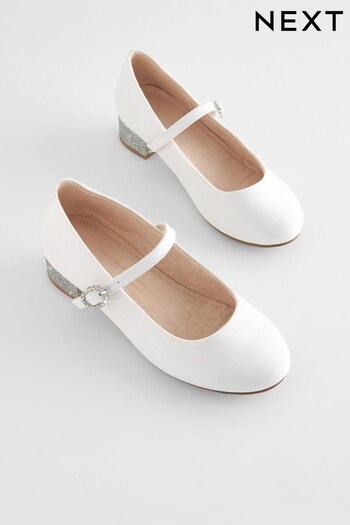 White Satin (Stain Resistant) Occasion Heel Shoes (C57823) | £24 - £32