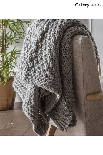 Gallery Home Grey Moss Chunky Knitted Throw (C57931) | £54