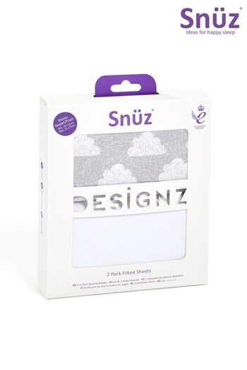 Snuz Grey 2 Pack Moses Basket Pram Fitted Sheets (C57972) | £18