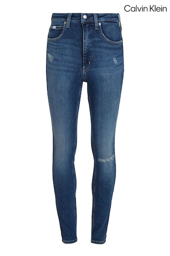 Calvin Klein Blue High Rise Skinny Jeans front (C58052) | £120