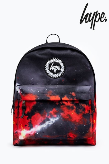 Hype. Unisex Red Sky Crest Black Backpack (C58188) | £30