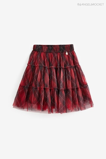 Angel & Rocket Red Darby Printed Tartan Mesh Skirt (C58433) | £24 - £28