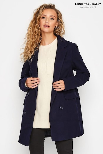 Long Tall Sally Blue Double Breasted Brushed Blazer (C58446) | £65