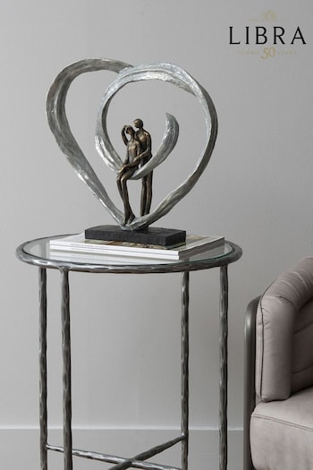 Libra Bronze Couple In Love Sculpture In Circular Heart (C58505) | £120