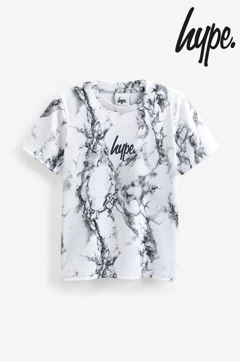 Hype. Boys Marble Mini Script White T-Shirt (C58514) | £18