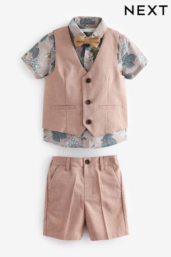 Pink Waistcoat, Shirt, Shorts & Bow Tie Set (3mths-9yrs) (C58528) | £40 - £46