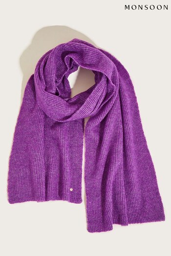 Monsoon Purple Super Soft Knit Scarf with Recycled Polyester (C58608) | £32