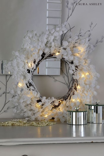 Laura Ashley White Winter LED Wreath (C58870) | £40