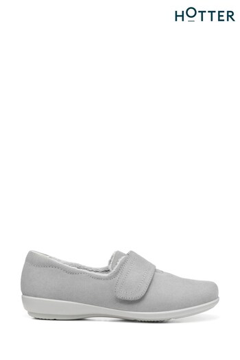 Hotter Grey Toasty II Touch-Fastening Slippers (C59075) | £65