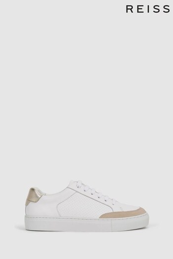 Reiss Gold Ashley Low Top Leather Trainers (C59081) | £138
