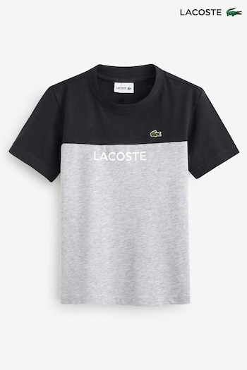 Lacoste and Boys Black Grey Core Graphics T-Shirt (C59390) | £25 - £40