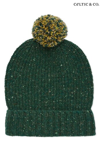 Celtic & Co. Green Donegal Rib Bobble Hat (C59429) | £38